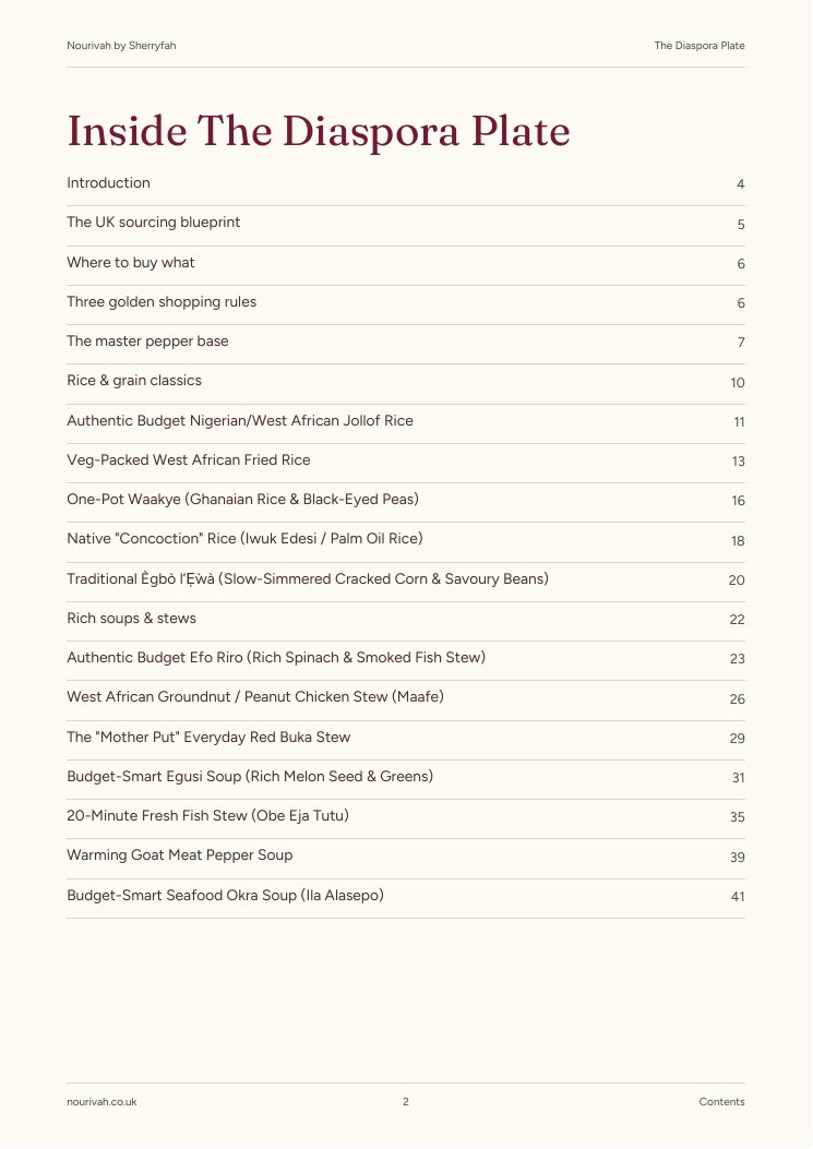 Contents page listing chapters and recipes